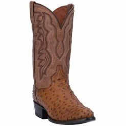 Best Pirce ✨ Dan Post Men's Tempe Full Quill Ostrich Cowboy 🥾 Boots - Medium Toe Saddle Tan ⭐