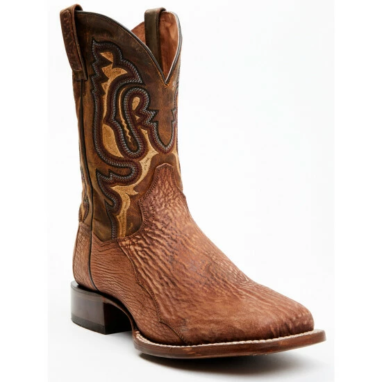 Cheap π Dan Post Men's Shark Suede Coganc Exotic Western π₯Ύ Boots - Broad Square Toe Cognac π₯