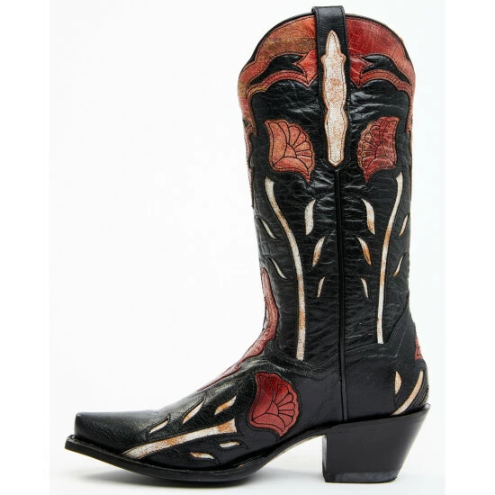 Deals π Dan Post π© Women's Alyssia Floral Leather Tall Western π₯Ύ Boots - Snip Toe Black 𧨠- Image 3