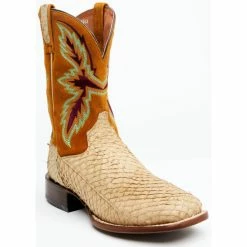 Cheapest ✔️ Dan Post Men's Exotic Sea Bass Skin Western 🥾 Boots - Broad Square Toe Brown 🔔