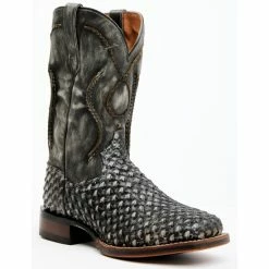 Budget 🔥 Dan Post Men's Stanley Basket Weave Western 🥾 Boots - Broad Square Toe Black 🛒