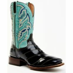 Wholesale π Dan Post Men's Eel Exotic Blue Western π₯Ύ Boots - Broad Square Toe Black/blue π―