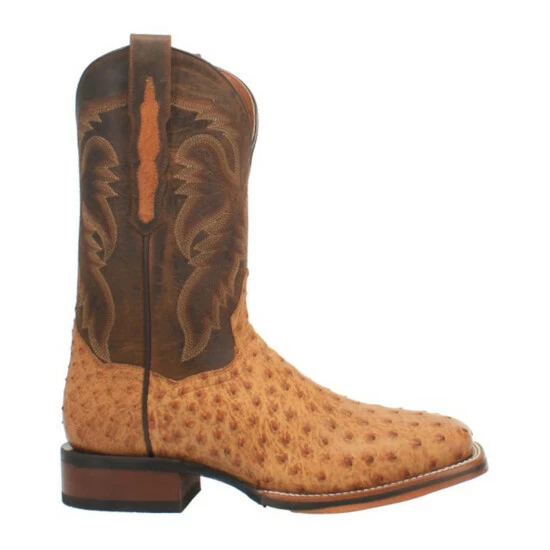 New β Dan Post Men's Kershaw Exotic Ostrich Skin Western π₯Ύ Boots - Broad Square Toe Tan β¨ - Image 2