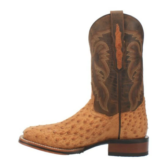 New β Dan Post Men's Kershaw Exotic Ostrich Skin Western π₯Ύ Boots - Broad Square Toe Tan β¨ - Image 3