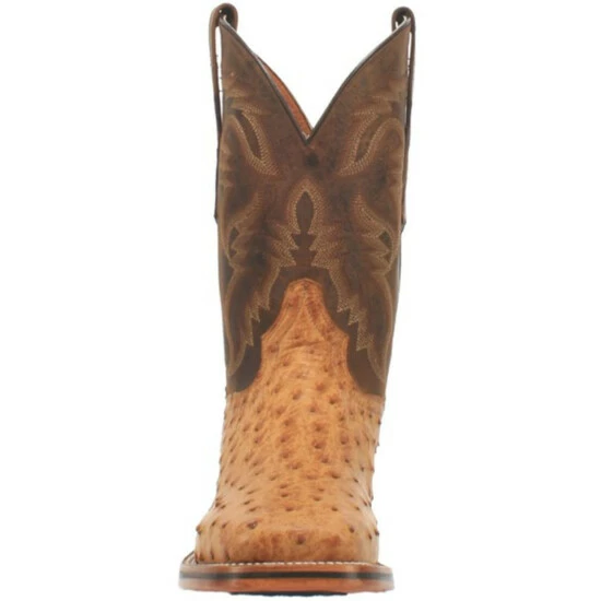 New β Dan Post Men's Kershaw Exotic Ostrich Skin Western π₯Ύ Boots - Broad Square Toe Tan β¨ - Image 4