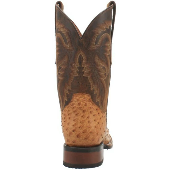 New β Dan Post Men's Kershaw Exotic Ostrich Skin Western π₯Ύ Boots - Broad Square Toe Tan β¨ - Image 5