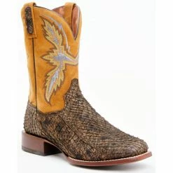 Buy 🤩 Dan Post Men's Exotic Huachinago Fish Western 🥾 Boots - Broad Square Toe Brown ❤️