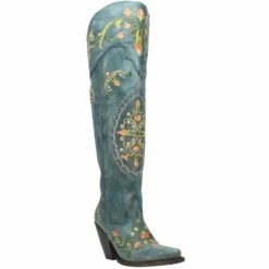 Budget 🌟 Dan Post 👩 Women's Flower Child Tall 🥾 Boots - Snip Toe Turquoise 💯