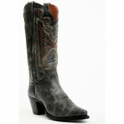 Wholesale 👏 Dan Post 👩 Women's Atomic Vintage Embroidered Tall Western 🥾 Boots - Snip Toe Black 😍