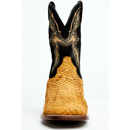 Best Sale 𧨠Dan Post Men's Exotic Sea Bass Skin Western π₯Ύ Boots - Broad Square Toe Brown β - Image 4