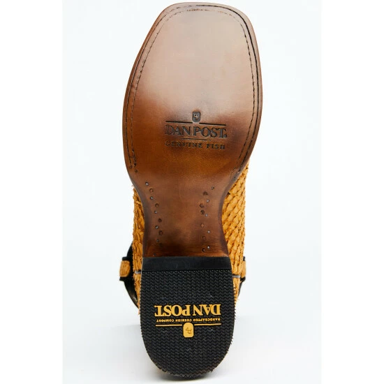 Best Sale 𧨠Dan Post Men's Exotic Sea Bass Skin Western π₯Ύ Boots - Broad Square Toe Brown β - Image 7