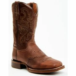 Promo 🎁 Dan Post Men's Embroidered Western 🥾 Boots - Broad Square Toe Mocha 🛒