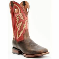 Best Sale 👏 Dan Post Men's Leon Red Top Western 🥾 Boots - Broad Square Toe ⌛
