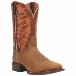 Outlet 🎉 Dan Post Men's Tan Western 🥾 Boots - Broad Square Toe ⭐