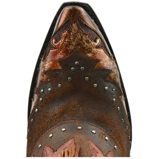 New ๐ฅฐ Dan Post ๐ฉ Women's Bed Of Roses Fringe Embroidered Western Boot - Snip Toe Cognac ๐ฏ - Image 6