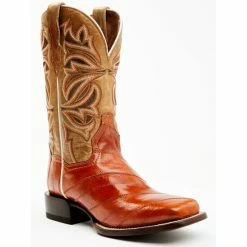 Best Sale 🎉 Dan Post 👩 Women's Peanut Exotic Eel Western Boot - Broad Square Toe Brown 🎉
