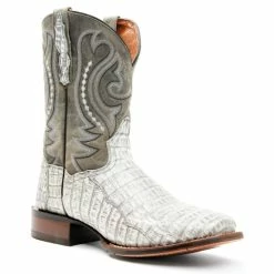 Best Sale 🎁 Dan Post Men's Charcoal Exotic Caiman Belly Western 🥾 Boots - Broad Square Toe Cream 👍