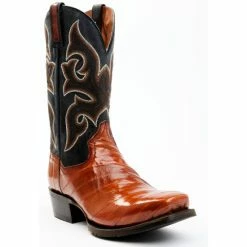 Flash Sale 🧨 Dan Post Men's Eel Exotic Western 🥾 Boots - Square Toe Brown 👍