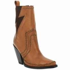 Flash Sale 🎁 Dan Post 👩 Women's Tan Zipper Western Booties - Snip Toe ✔️