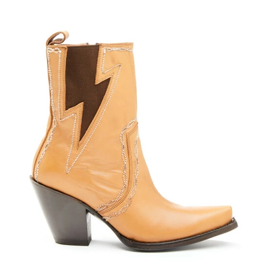 Flash Sale π Dan Post π© Women's Tan Zipper Western Booties - Snip Toe βοΈ - Image 2