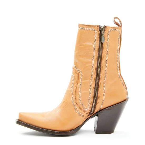 Flash Sale π Dan Post π© Women's Tan Zipper Western Booties - Snip Toe βοΈ - Image 3